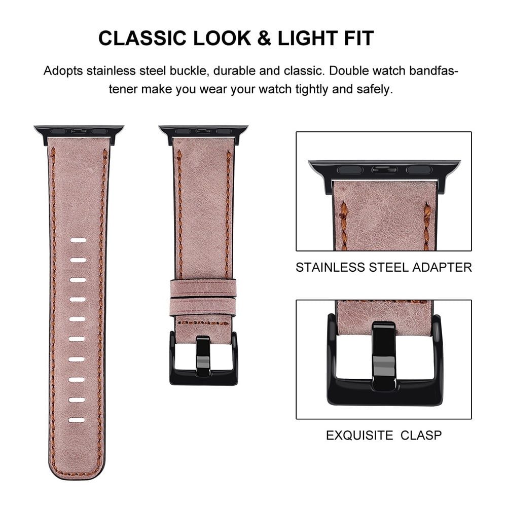 Sport Watch Compatible with Apple Watch 38MM 40MM 42MM 44MM, Genuine  Leather Replacement Strap Compatible for Apple Watch Series 5/4/3/2/1 Pink  38-40mm | Walmart Canada