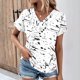 thumbnail image 1 of Fiudx Ropa de Mujer Top Informal de Primavera y Verano de Manga Corta con Cuello En V para Mujer, 1 of 5