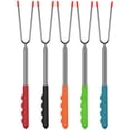thumbnail image 2 of FISHOAKY Brocheta para parrilla de 5 piezas extensible 32cm-115cm, brocheta para parrilla de fogata de acero inoxidable, tenedor para barbacoa Juego de brochetas para barbacoa con mango de goma y bolsa de transporte para barbacoa, camping, malvaviscos, fogata Vhermosa LN-0664, 2 of 7