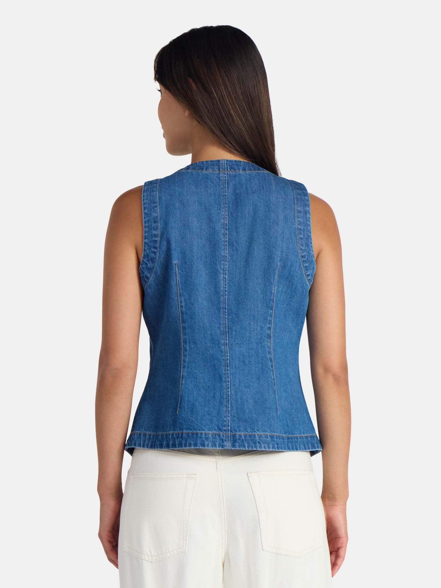 Time and Tru Button-up Denim Vest, Sizes XS-XXXL