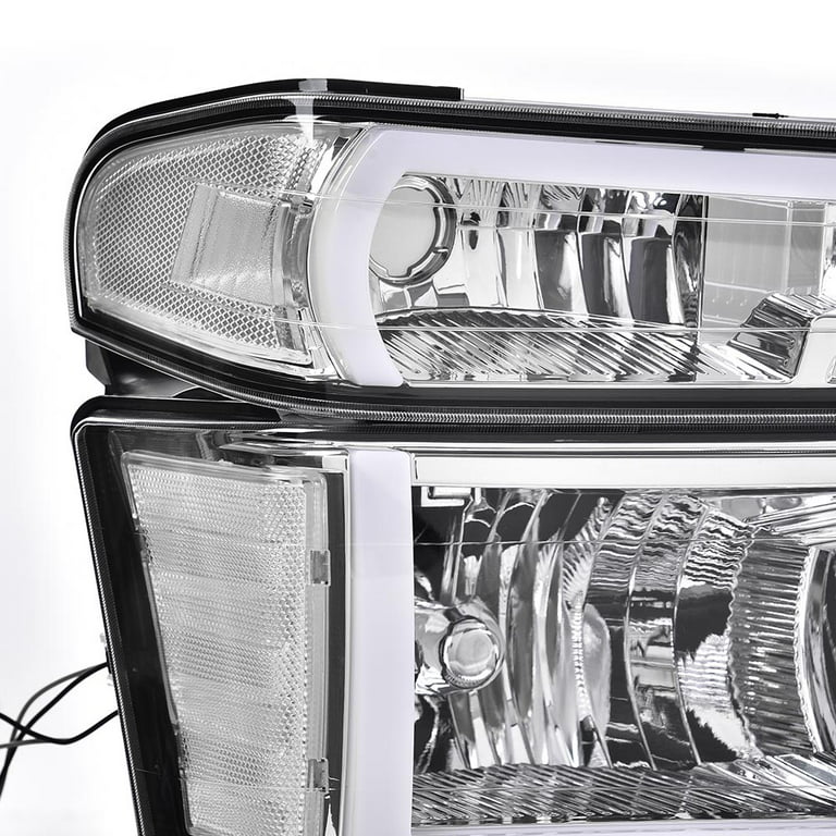 CROSSDESIGN LED DRL Headlights Fit for 2004-2012 GMC Canyon/Chevy