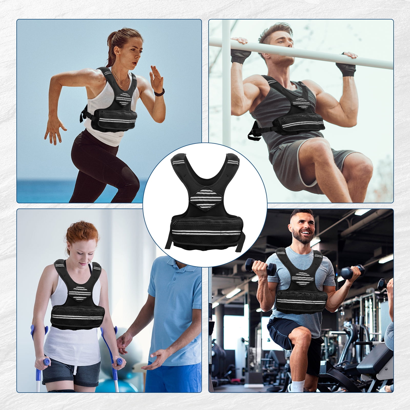 Roromall Adjustable Weight Vest, Men & Women Neoprene Workout Vest for Running, Walking, Gym Training – Reflective Strips & Pockets for Phone/Key