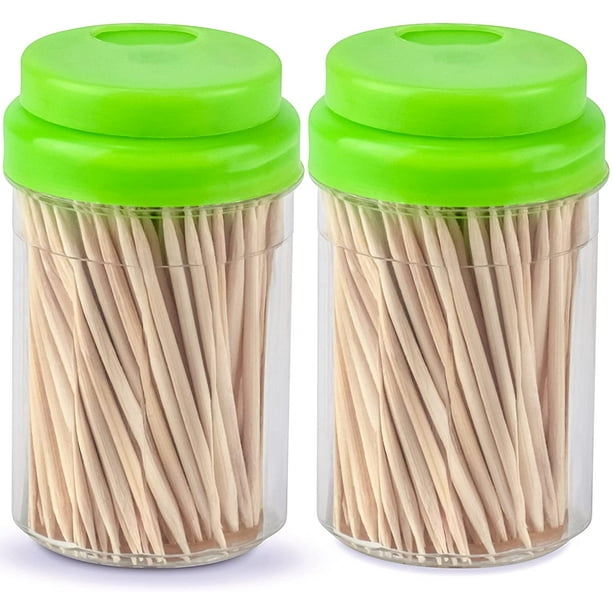 DecorRack 2 Toothpick Dispensers with 600 Natural Wood Toothpicks