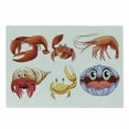 thumbnail image 1 of Crabs Cutting Board, Illustration of Sea Animals Like Crab Hermit Crab Lobster Shells Shrimp Print, Decorative Tempered Glass Cutting and Serving Board, Small Size, Orange Yellow, by Ambesonne, 1 of 1