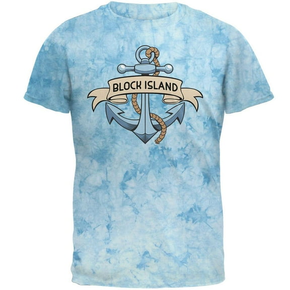 Anchor at Block Island Mens T Shirt Crackle Light BLue 2XL