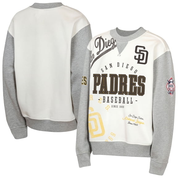 Youth Outerstuff Cream/Gray San Diego Padres Big League Power Hit Fleece Sweatshirt
