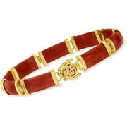 OC JEWELRY 18K. Solid Gold Good Fortune Jade Bracelet red