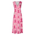 thumbnail image 5 of Leesechin Breast Cancer Awareness Dresses Clearance Women's Pink Ribbon Butterfly Print Dress Sleeveless Long Skirt, 5 of 5