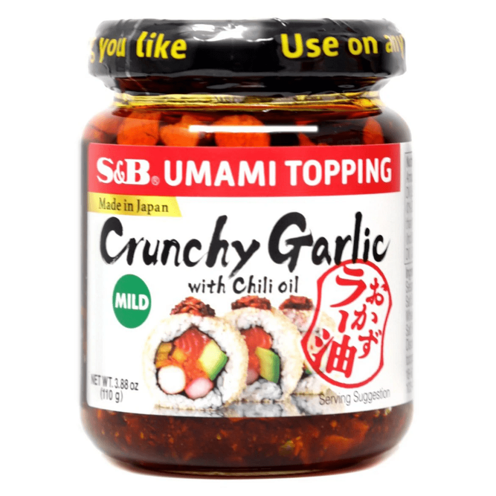 S&B Mild Umami Topping Crunchy Garlic with Chili Oil, 3.9 oz [Pack of 6