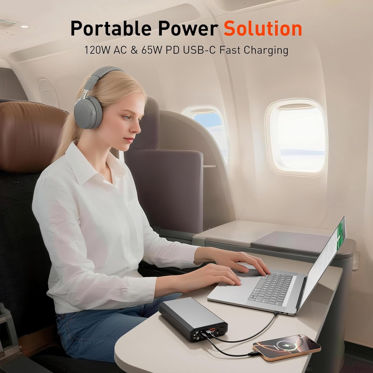 PADJYYUSZ P10 100W Portable Power Bank with AC Outlet - 27000mAh Laptop Power Bank for Laptop, Hunting and Outdoor Use