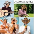 thumbnail image 6 of Straw Cowboy Hat for Women and Men with Decorative Bands, Hollow Western Cowboy Hat, 6 of 6