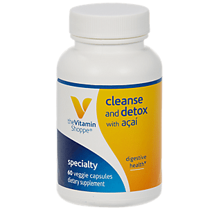 The Vitamin Shoppe Cleanse  Detox with Acai  Natural Cleansing  Liver Support Blend, Promotes Intestinal Health  Colon Care with Herbs Extracts (60 Veggie