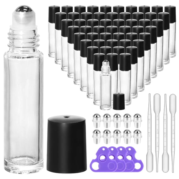 Botellas enrollables de aceites esenciales KEYWING, 10 ml (paquete de 54), vidrio transparente