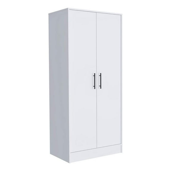 Atlin Designs Modern 2-Door Wood Armoire with 1 Hidden Drawer in White