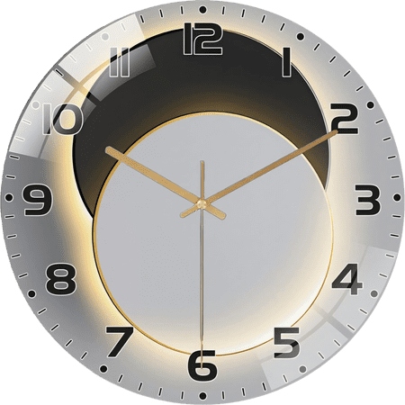 12 Inch Moon Phase Glass Round Silent Hanging Wall Clock, Suitable For Living Room, Office, Study Room, Bedroom, Home Decoration(Battery Not Included), 30cm