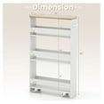 thumbnail image 4 of Slim Rolling Cart, 4-Tier Storage Cart with Handle, Spice Rack on Wheels Next to Fridge, Laundry Room Cart Between Washer and Dryer, Narrow Kitchen Cart for Small Spaces (White & Natural), 4 of 9