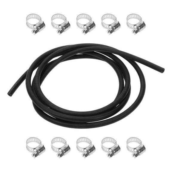 Unique Bargains 1 Set Fuel Line Kit Vacuum Hose Automotive Fuel Hose with 10 Clamps 8ft 1/8" ID 3/8" OD Black NBR Rubber