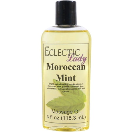 Moroccan Mint Massage Oil by Eclectic Lady, 4 oz, Sweet Almond Oil and Jojoba Oil