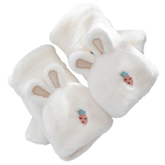 PBPBOX 1 Pair Open Fingers Gloves Polyester Rabbit Ear Design for Cold Weather Protection
