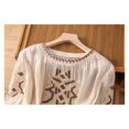 thumbnail image 6 of frariair Women's Boho Embroidered Cotton-Linen Blouse For Summer Vacations Beige, 6 of 9