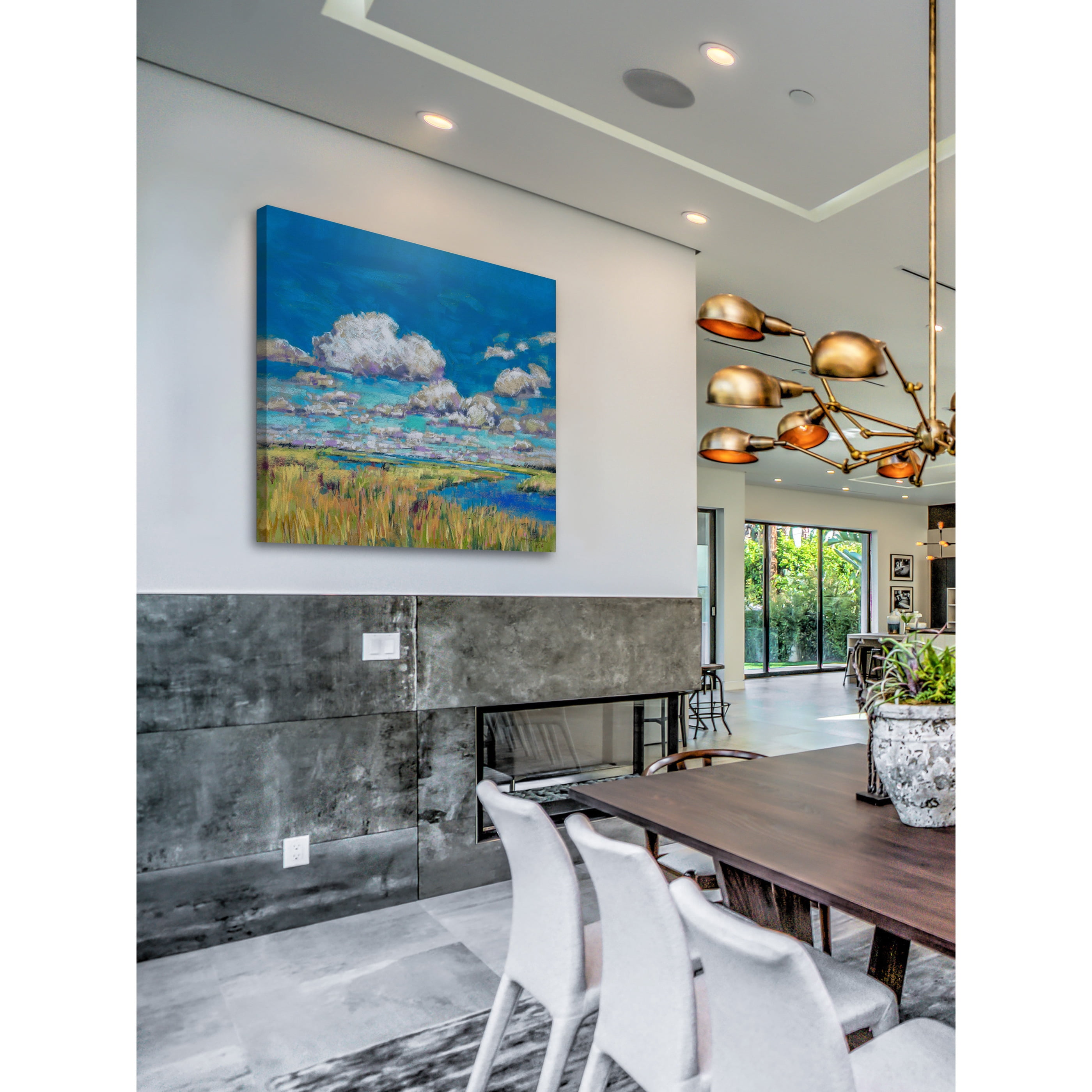 "Summer Clouds and Marsh" Painting Print on Wrapped Canvas