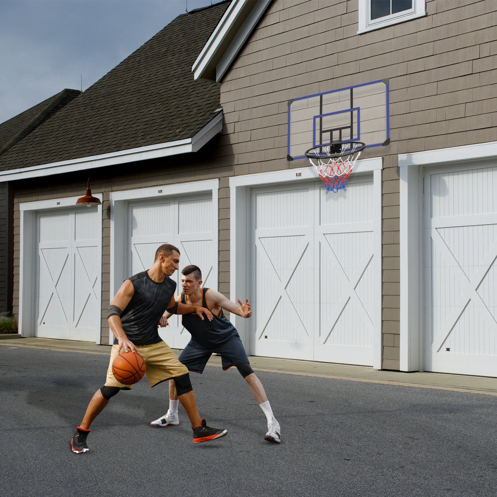 Outdoor Basketball Hoops Wall-mounted basketball hoop, 45 x 29 inches shatterproof back, folding hoop, durable hoop and all-weather mesh for indoor and outdoor use,Indoor Basketball Hoops