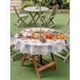 thumbnail image 3 of Outdoor Tablecloth with Umbrella Hole and Zipper, Orange Pumpkin Round Table Cloth 54 Inch Waterproof Tablecloth, Thanksgiving Fall Leaves Botanical Plaid Picnic Table Cover for Patio Camping, 3 of 7