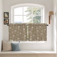 thumbnail image 2 of Khaki Daisy Tier Curtains 24 Inch Length, Modern Farmhouse Chrysanthemum Floral Cafe Short Curtains for Bathroom Over Sink, Small Kitchen Curtain Light Filtering Tiered Drapes 2 Panels 27.5"Wx24"L, 2 of 8