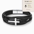 thumbnail image 2 of Bracelets pour Hommes, Acier Titane Rétro Multi-Wrap Bracelet en Cuir Fait à la Main avec Fermoir Magnétique, 2 of 4