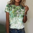 thumbnail image 2 of Otvok Womens Summer Tops Regular Casual Short Sleeve Flower Print Round Neck Pullover Blouse, 2 of 6