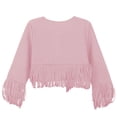 thumbnail image 5 of Curuila Children Girls Coat With Tassels Long Sleeve Solid Color Crew Neck Jacket For Girls Spring Autumn Comfort Outerwear Size 13-14 Years, 5 of 8