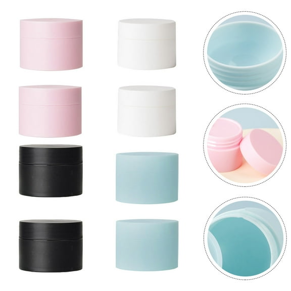 GAXIRE 8-Piece Travel Plastic Jars Set, Assorted Colors, Refillable Cream Dispensers for Toiletries and Cosmetics