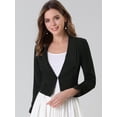 thumbnail image 2 of INSPIRE CHIC Blazer Court à Revers Cranté pour Femme Veste à Manches Longues, 2 of 6