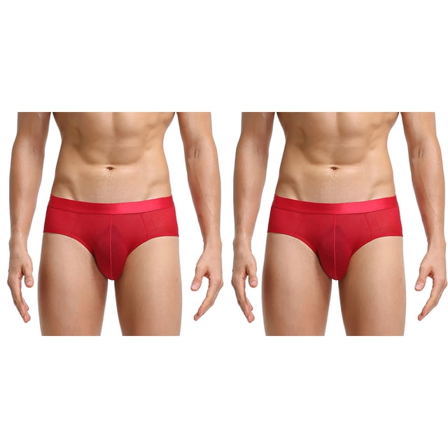 Jumpingount 2 piezas Ropa interior cómoda Transpirable Cintura baja Ropa interior para hombres Calzoncillos Calzoncillos para hombres Calzoncillos Ropa interior rojo SG