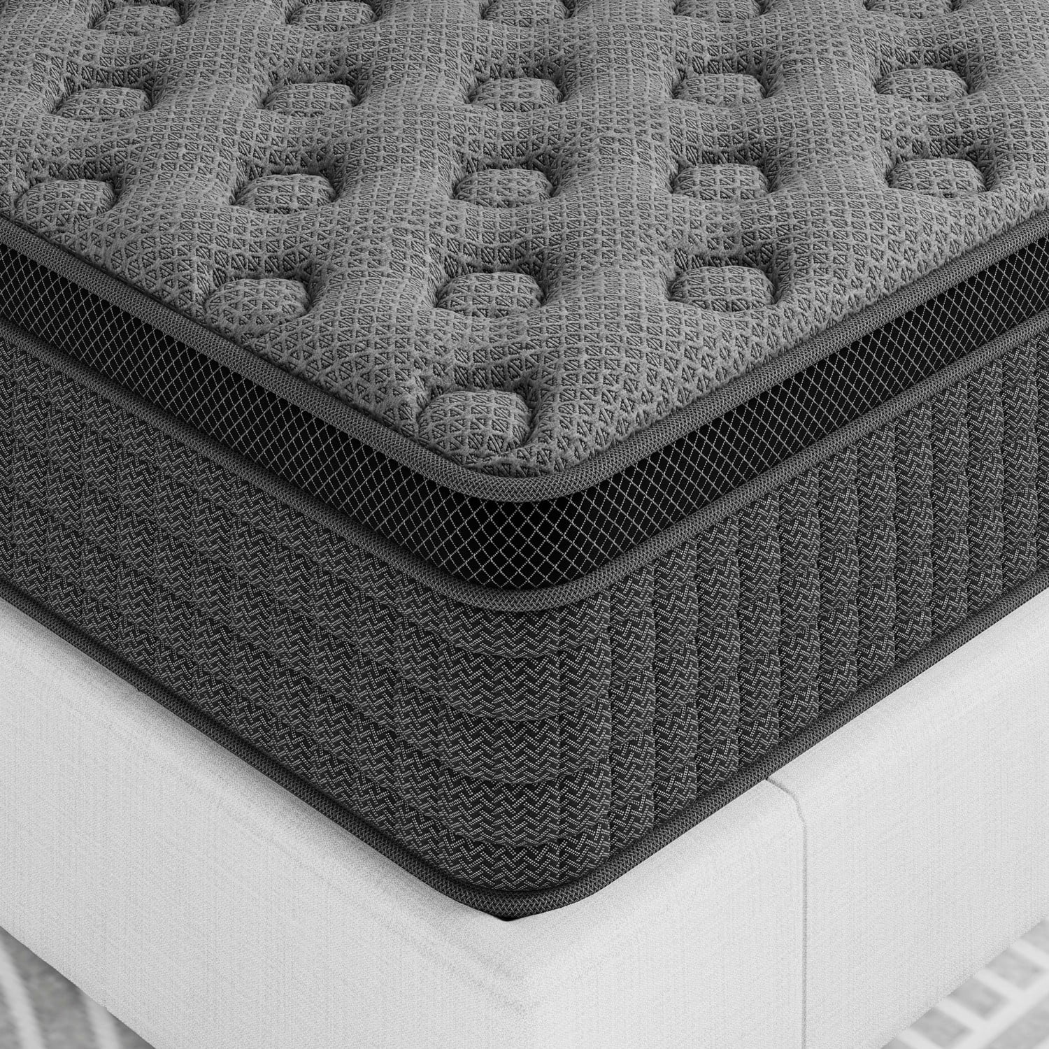 Feymoka 14 Inch Hybrid Mattress Full, Double Layer Spring System, Medium Firm Support with Breathable Polyester Knit Top, Motion Isolation for Noise-Free Sleep