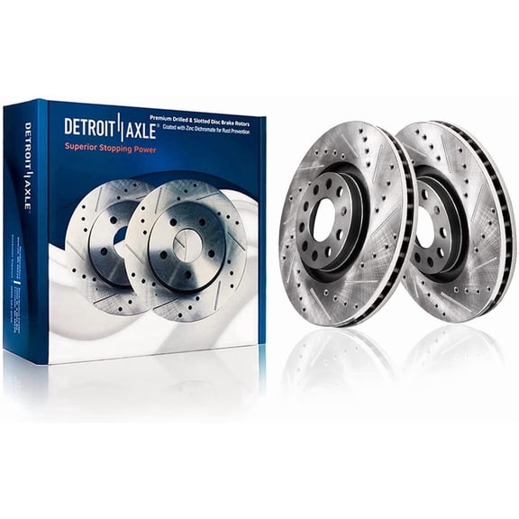 Detroit Axle - Front Brake Rotors for Audi A3 Q3 TT Quattro Volkswagen Beetle CC GTI Jetta Passat CC Tiguan Drilled & Slotted Disc Brake Rotors: 12.28" Front Rotor