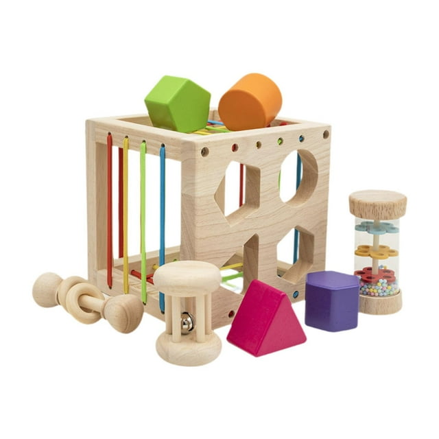 Lipstore Activity Cube Activity Center Creativity Multifunction Shape Sorter Toys Sensory Learning Toys for Kids 1 2 3 Year Old Babies