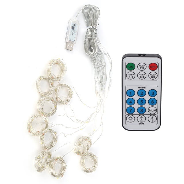 Pwshymi Guirlande Lumineuse en Fil de cuivre Facile à Utiliser Guirlande Lumineuse à LED 8 Fonctions de Mode Rideau Léger Long Fil de cuivre pour la décoration intérieure et extérieure(3 * 3 Rose)