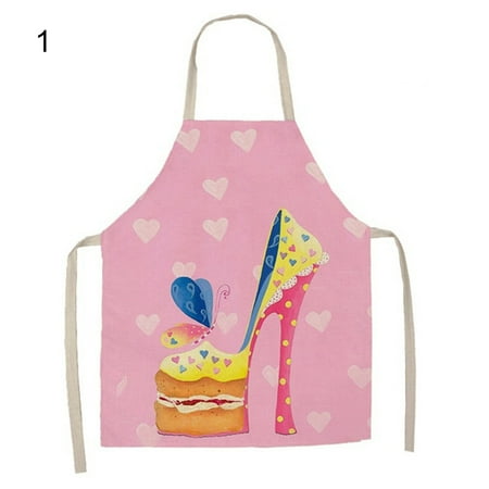 

Home Work Adjustable Apron Cake Kitchen Cooking Women Girls Aprons for Gift Sleeveless Large Coverage Flax Cake High Heel Printed Kitchen Long Bib Household Supplies