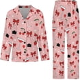 thumbnail image 4 of Top-kevin Women Long Sleeve Pajama Set Comfy Pjs Sets Cheetahs Leaping Purple Dots 2 Piece Lounge Set, 4 of 12