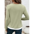 thumbnail image 5 of DOKOTOO Womens Crewneck Tops Casual Long Sleeve Shirts Color Block Blouses for Women Spring Slim Fit Pullover L, 5 of 8