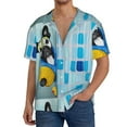 thumbnail image 3 of Naloa French Bulldog Dog in a Bathtub Men's Loose Fit Cuban Collar Short-Sleeve Shirt with Button-down and Chest Pocket for Everyday Wear Outings - Large, 3 of 7