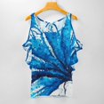 Aqua Flower Zipper Sexy T Shirt Casual Tops Hollow Pullover Ladies Top