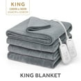 thumbnail image 4 of Sunbeam Electric Heated Bed Blanket Grey Soft Microplush 12 Heat Settings King 90 x 100, 4 of 13