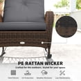 thumbnail image 4 of Outdoor Wicker Rattan Rocking Chair with Thick Black Cushions, Heavy-Duty Steel Frame Patio Rocker for Garden, Backyard, Porch and Conservatory, 29.5"W x 38.6"D x 35.8"H, 4 of 7
