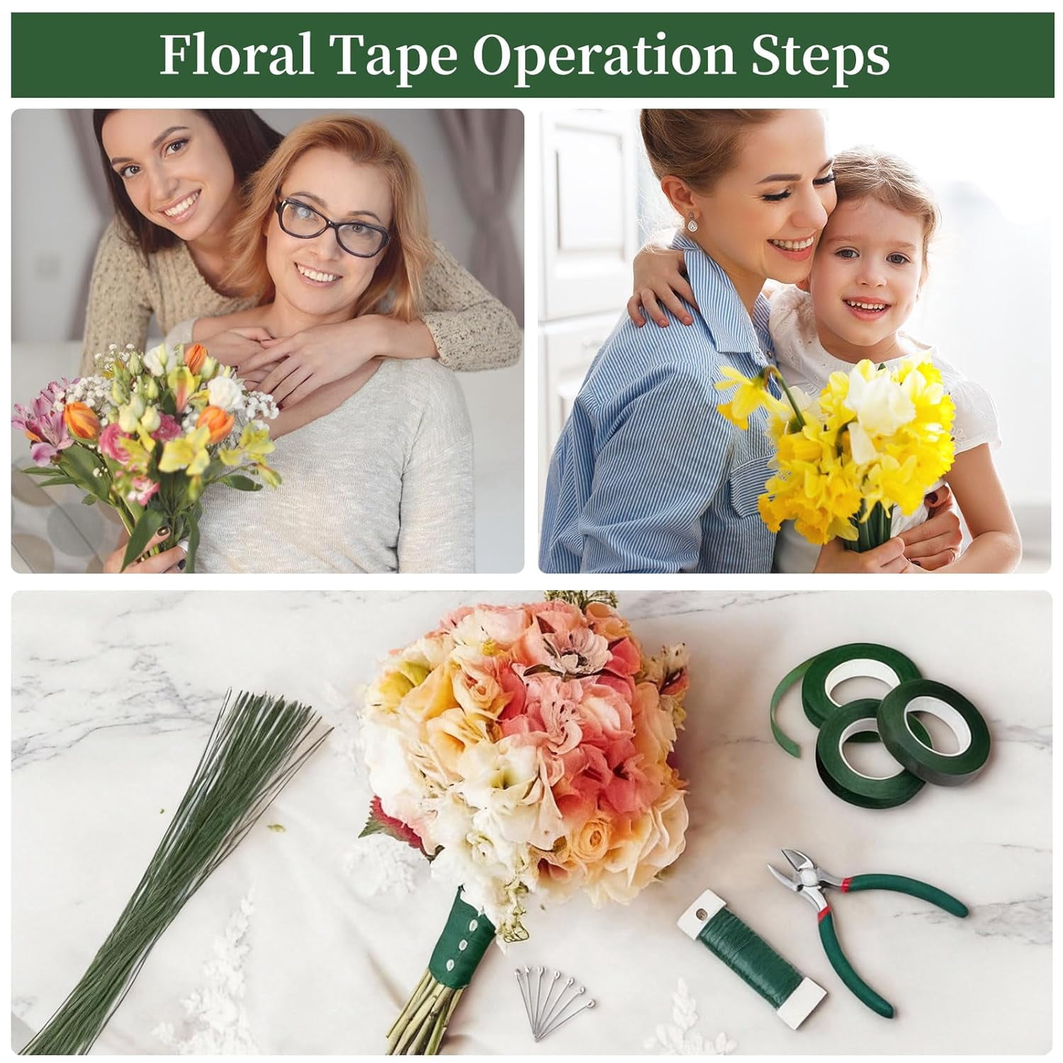 Florist Wire And Florist Tape Arrangement Tools Kit With Wire Cutter, Floral Tape And Floral Wire For Bouquet Stem Wrap Florist, Craft Beading & Wreath Making Supplies