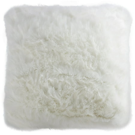 Nourison Fur White Decorative Floor Pillow 26 X 26 X 2
