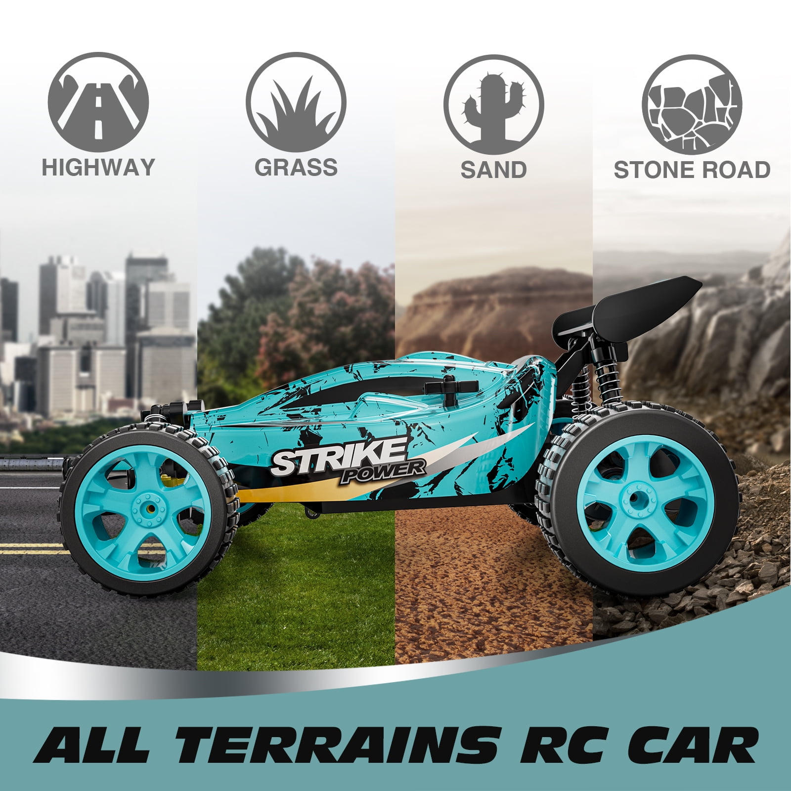 Tecnock RC Cars for Kids 1:18 Scale, High Speed 2WD Offroad Buggy, 2.4GHz Remote Control Car Racing with 50 Mins Playtime, Gift for Boys Girls
