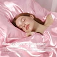 thumbnail image 6 of TURKIO Satin Sheets Queen Silk Sheets Pink Bed Sheet Set,4 Pieces 1800 Microfiber 2 Pillowcase 20"x30", 6 of 7