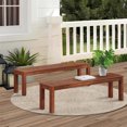 thumbnail image 2 of Bench Set of 2 , Two Person Outdoor Poly Lumber Patio Backless Bench, Weatherproof Garden Bench That Never Rot and Fade, Suit for Garden, Porch and Park (Brown), 2 of 6